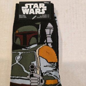 Disney Star Wars Bobba Fett Crew Socks size 6-12 NEW